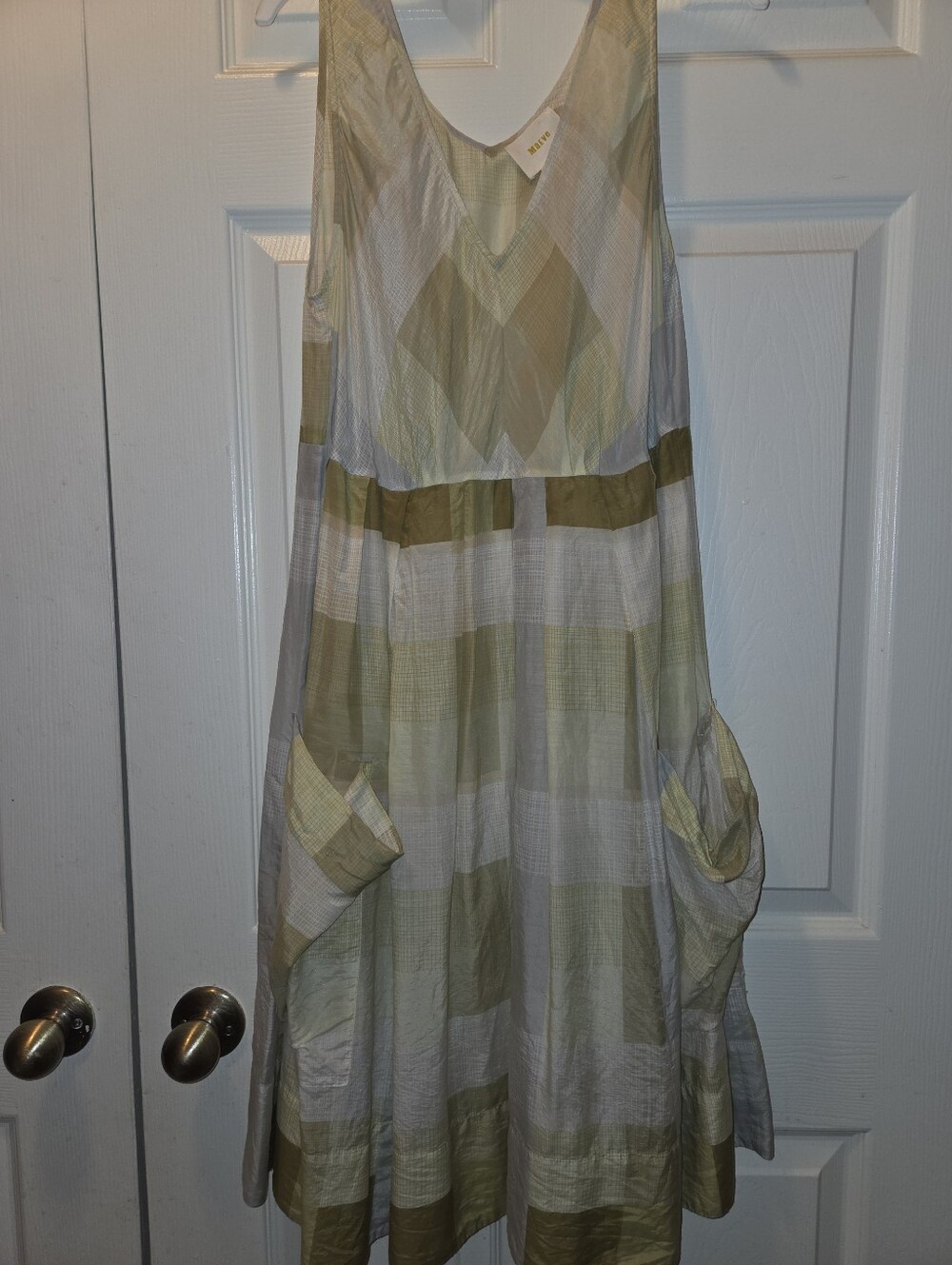 Rare Anthropologie Inwood Silk Blend Sage Plaid Dress